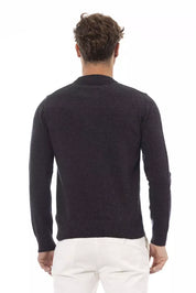 Alpha Studio Black Wool Men Sweater