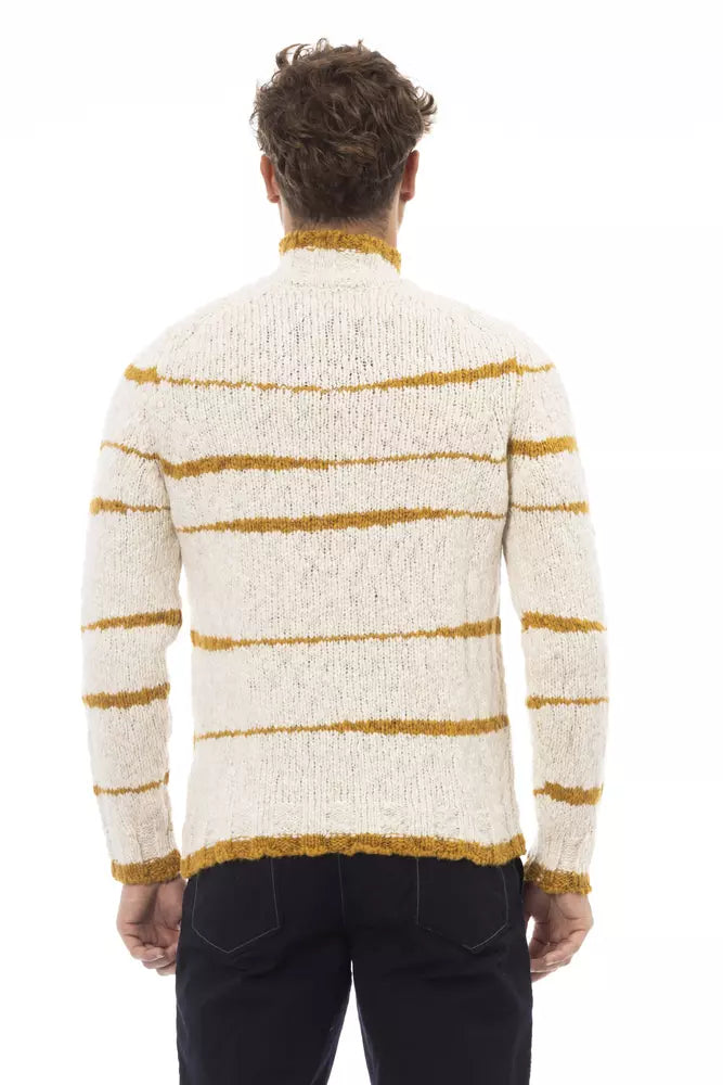 Beige Alpaca Leather Men Sweater