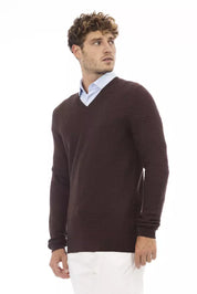 Alpha Studio Brown Merino Wool Men Sweater