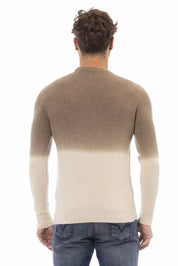 Alpha Studio Beige Alpaca Leather Men Sweater