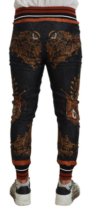 Dolce & Gabbana Baroque Crown Silk Sweatpants