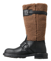 Dolce & Gabbana Black Shearling Leather Long Boots