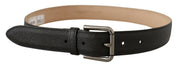 Dolce & Gabbana Elegant Black Leather Belt with Metal Buckle