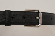 Dolce & Gabbana Sleek Black Authentic Leather Belt