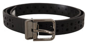 Dolce & Gabbana Elegant Black Leather Belt with Metal Buckle