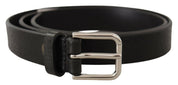 Dolce & Gabbana Elegant Black Leather Belt with Metal Buckle