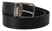 Dolce & Gabbana Elegant Black Leather Belt with Metal Buckle