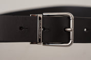 Dolce & Gabbana Elegant Black Leather Belt with Metal Buckle