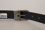 Dolce & Gabbana Elegant Black Leather Belt with Metal Buckle