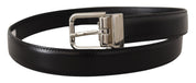 Dolce & Gabbana Sleek Black Leather Belt with Metal Buckle