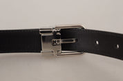 Dolce & Gabbana Sleek Black Leather Belt with Metal Buckle