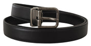 Dolce & Gabbana Elegant Black Leather Belt with Metal Buckle