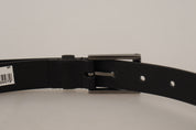 Dolce & Gabbana Elegant Black Leather Belt with Metal Buckle