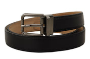 Dolce & Gabbana Sleek Black Leather Belt with Metal Buckle