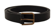 Dolce & Gabbana Elegant Black Leather Belt with Metal Buckle