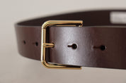 Dolce & Gabbana Elegant Dark Brown Leather Belt