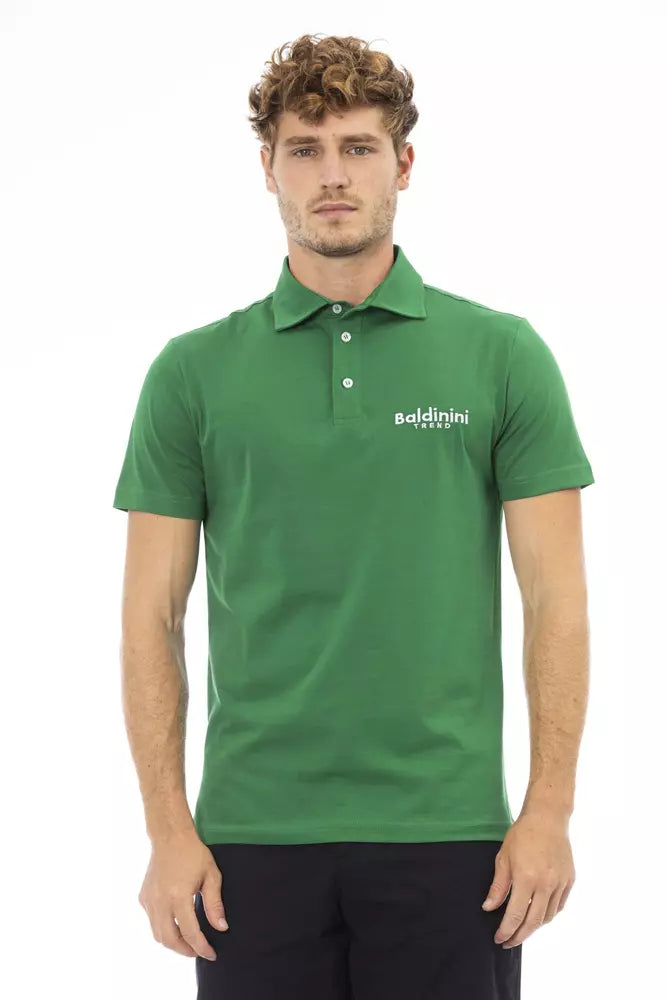 Green Cotton Men Polo Shirt