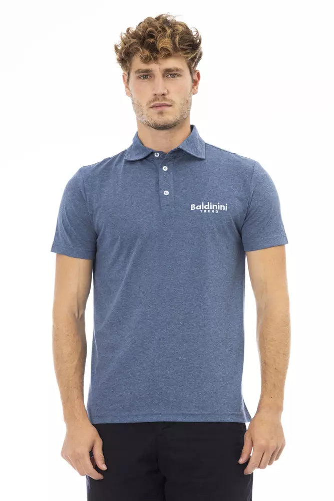 Blue Cotton Men Polo Shirt