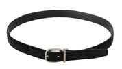 Dolce & Gabbana Elegant Velvet Designer Belt with Logo Engraved Buckle