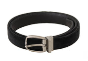 Dolce & Gabbana Elegant Velvet Designer Belt with Logo Engraved Buckle