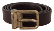 Dolce & Gabbana Elegant Leather Belt with Engraved Buckle