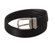 Dolce & Gabbana Elegant Silk Leather Belt with Logo Buckle