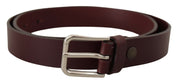 Dolce & Gabbana Maroon Luxe Leather Belt with Metal Buckle