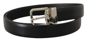 Dolce & Gabbana Elegant Black Leather Belt with Metal Buckle