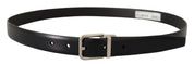 Dolce & Gabbana Elegant Black Leather Belt with Metal Buckle