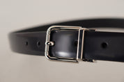 Dolce & Gabbana Elegant Black Leather Belt with Metal Buckle