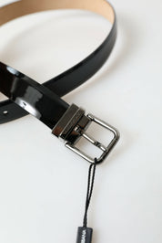 Dolce & Gabbana Elegant Black Leather Belt with Metal Buckle