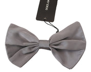 Dolce & Gabbana Elegant Silver Gray Silk Bow Tie