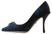 Dolce & Gabbana Blue Floral Ayers Crystal Pumps Shoes