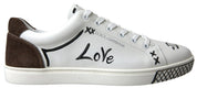 Dolce & Gabbana Sleek White Leather Casual Sneakers