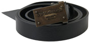 Dolce & Gabbana Elegant Black Leather Belt - Metal Buckle Closure