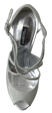 Dolce & Gabbana Silver Shimmers Sandals Heel Pumps Shoes