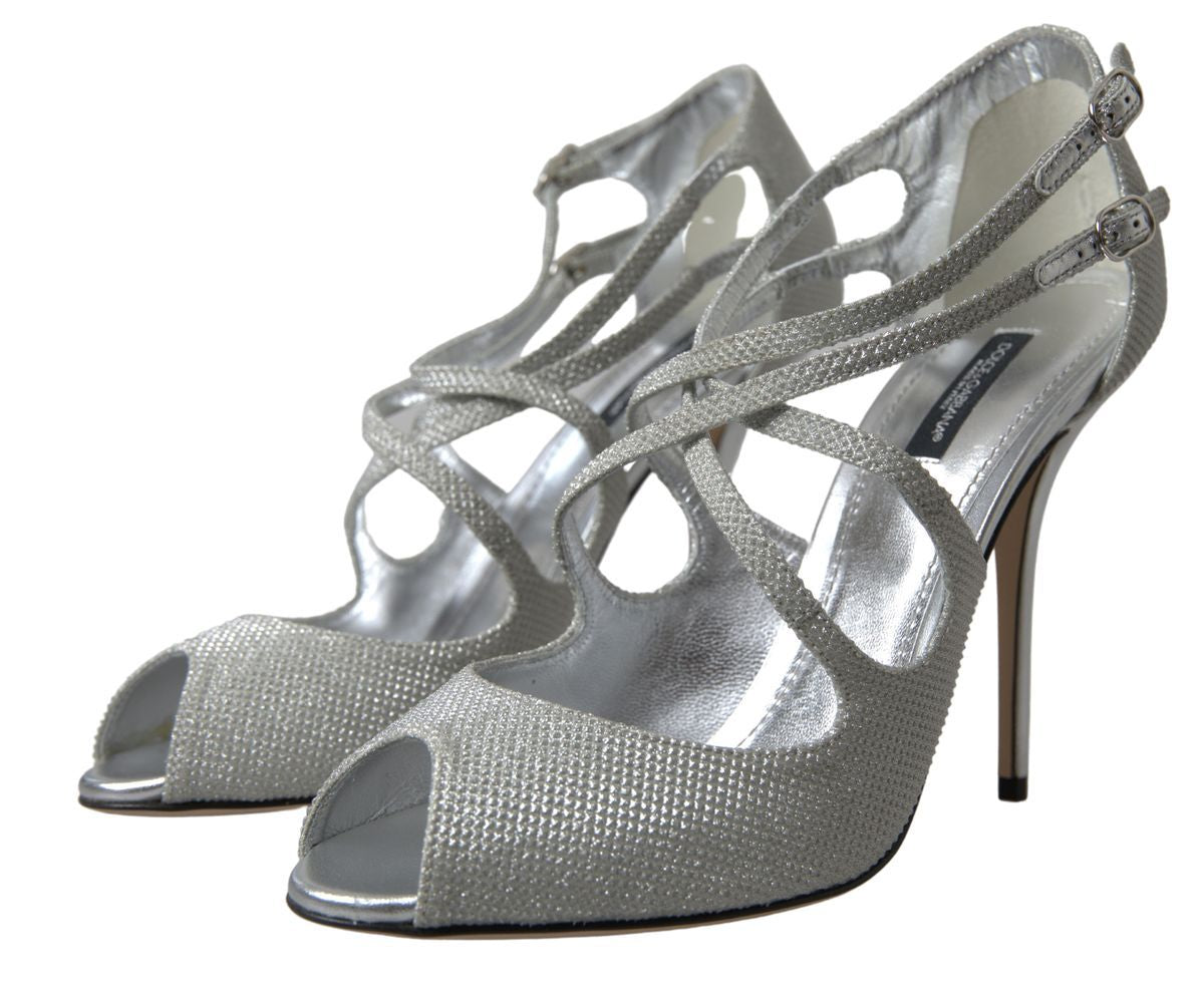 Dolce & Gabbana Silver Shimmers Sandals Heel Pumps Shoes