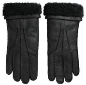 Dolce & Gabbana Elegant Black Leather Winter Gloves