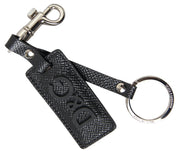 Dolce & Gabbana Elegant Black Leather Keyring Accessory