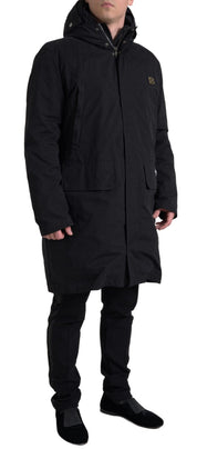 Dolce & Gabbana Elegant Black Hooded Trench Coat