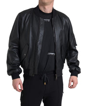 Dolce & Gabbana Elegant Black Leather Bomber Jacket