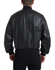 Dolce & Gabbana Elegant Black Leather Bomber Jacket