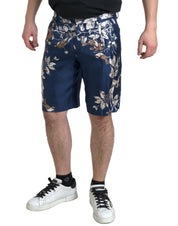 Dolce & Gabbana Silken Floral Bermuda Shorts in Blue