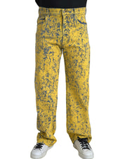 Dolce & Gabbana Yellow Cotton Tie Dye Straight Denim Jeans