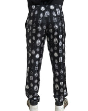 Dolce & Gabbana Elegant Silk Joggers with Religious Print