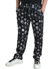 Dolce & Gabbana Elegant Silk Joggers with Religious Print