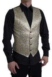 Dolce & Gabbana Elegant Gold Silk Formal Vest