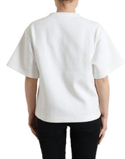 Dolce & Gabbana T-shirt White Cotton Stretch Black HOT Crystal