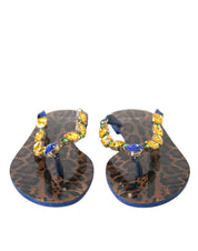 Dolce & Gabbana Blue Crystals Flats Sandals Beachwear Shoes