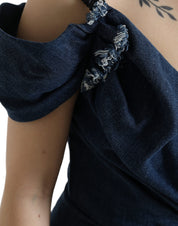 Dolce & Gabbana Blue Patchwork Two Tone Denim Mini Dress